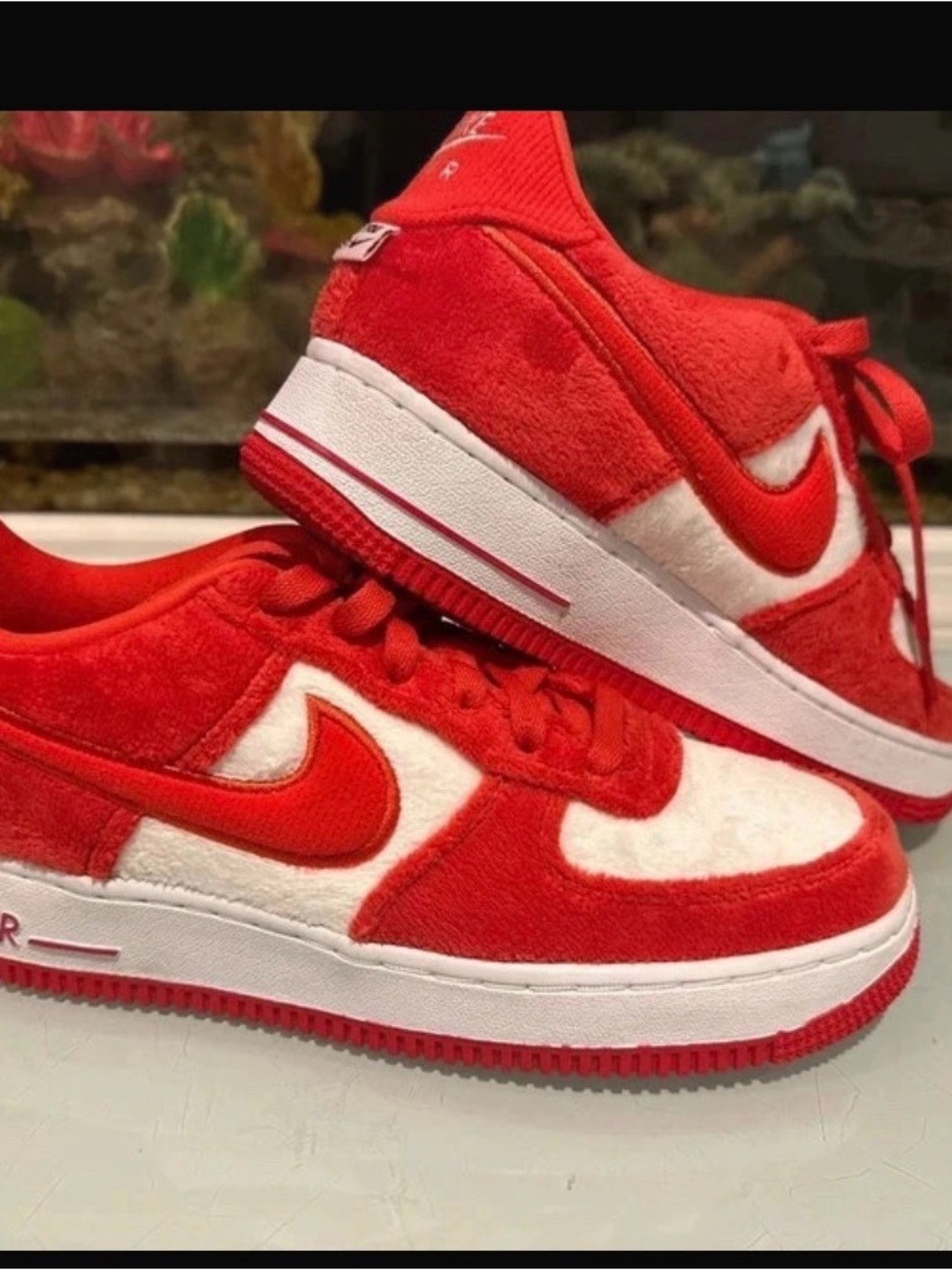 Kids Red and White Suede Low-Top Sneakers by Nike
